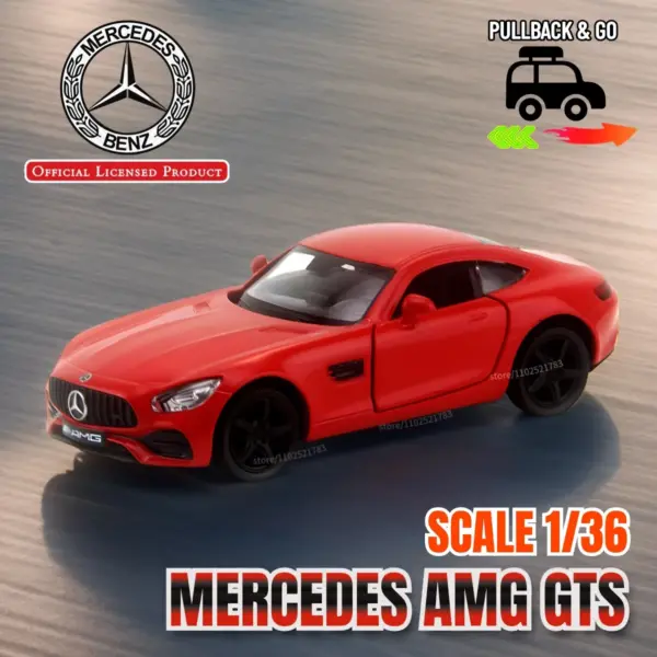 1:36 Mercedes AMG GTS Pink Diecast Model Car - Image 12