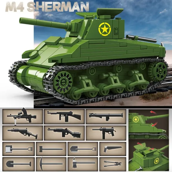 M4 Sherman Tank Building Block Set