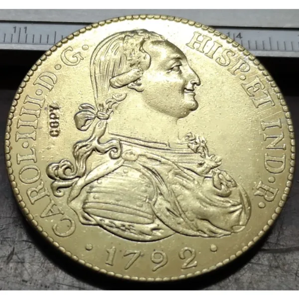 Colombia 8 Escudos Gold Plated Coin Replica - Image 3