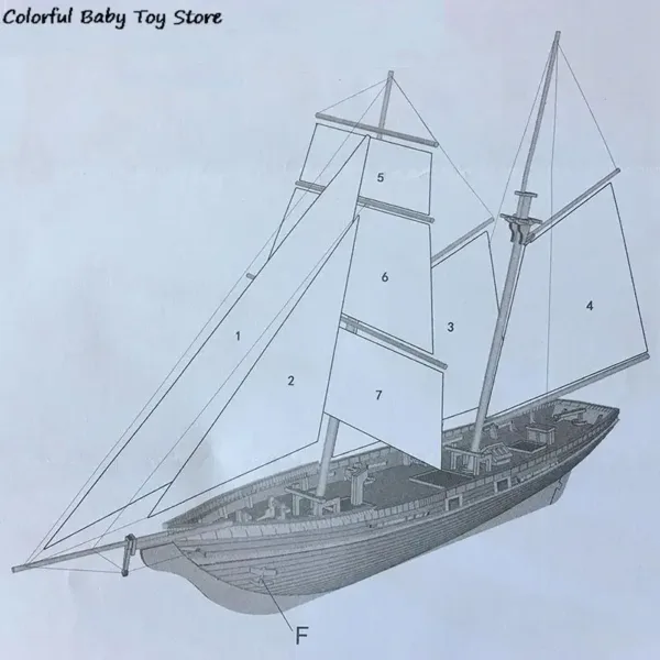 1:70 Scale Wooden Sailing Boat Model Kit - Image 5