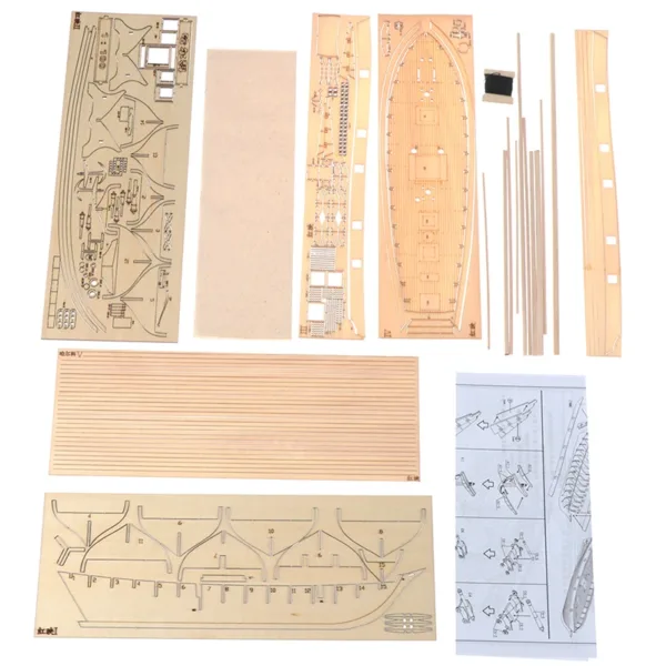 1:100 Wooden Sailing Boat Model DIY Kit - Image 2