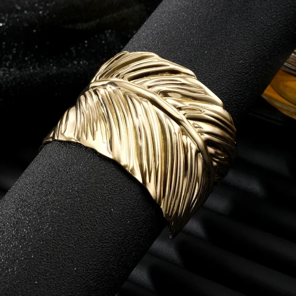 Metal Feather Opening Bangle for Unisex - Image 3