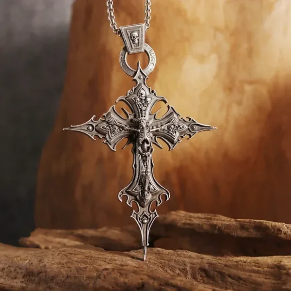 Neo-Gothic Purgatory Cross Pendant Necklace - Image 2