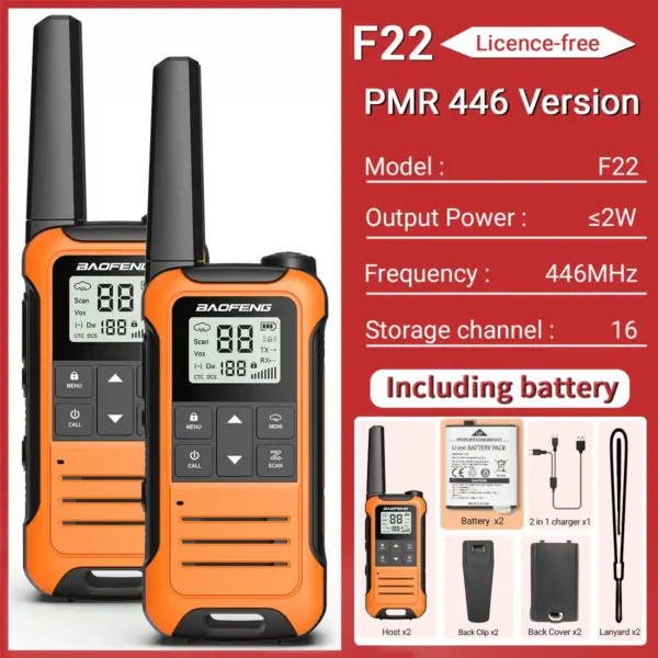 2pcs Baofeng F22 Long Range Walkie Talkies - Image 16