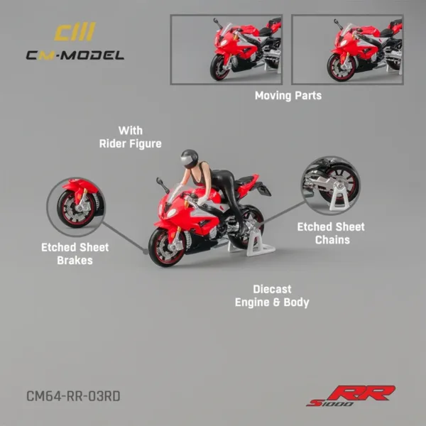 1/64 Scale S1000RR/Nine-T Diecast Motorcycle Model - Image 2