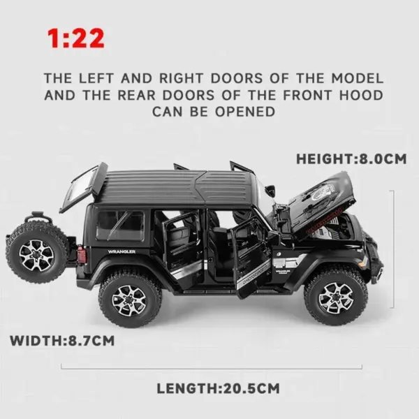 1:22 Off-Road Diecast Jeep Wrangler Model - Image 2