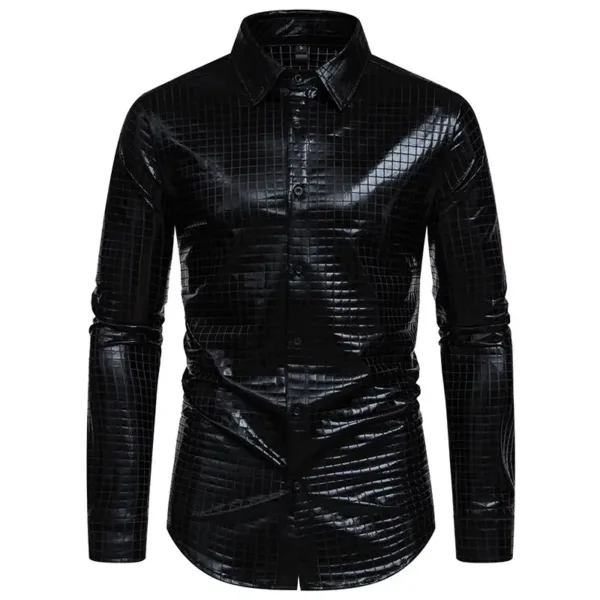 Gold Sequin Tuxedo Shirt for Men - Image 9