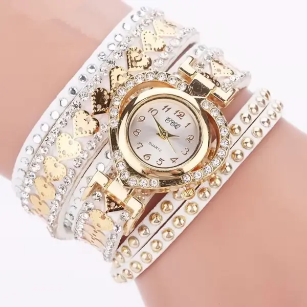 Rhinestone Heart Dial Women's Fashion Wristwatch - Image 2