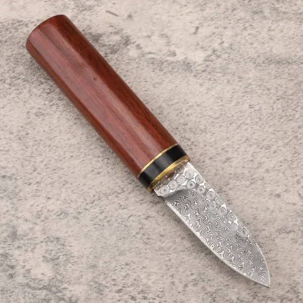 Damascus Steel Fixed Blade Camping Knife with Sheath - Image 3