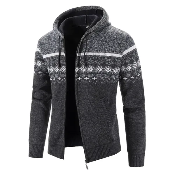 Men's Winter Hooded Zipper Jacket Sweater - Image 5