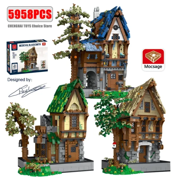 Medieval Blacksmith Shop Building Blocks Set