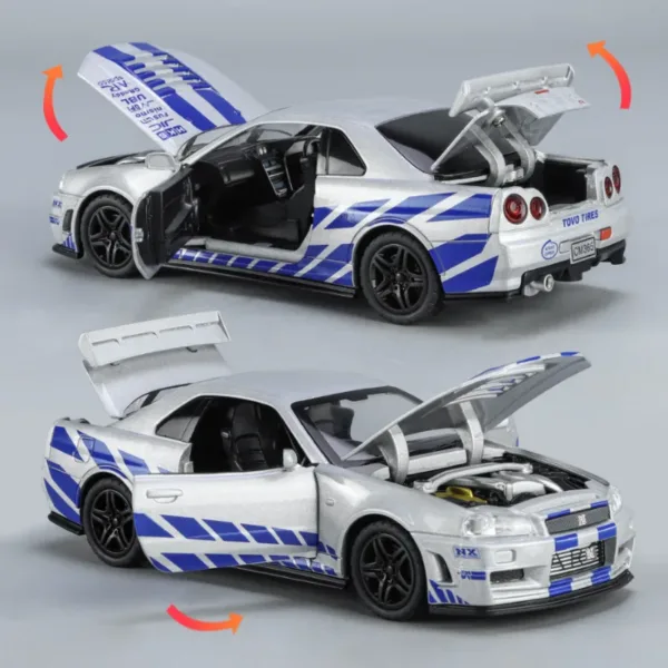 1:32 Alloy Nissan GTR R34 GT-R Model Car - Image 2