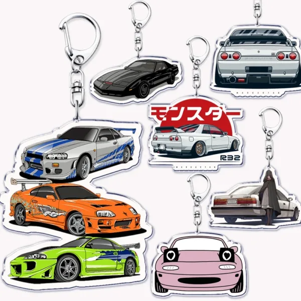 Classic Japanese Racing Cars Keychain Pendant