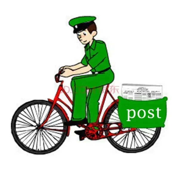 Cartoon Postal Worker Bicycle Illustration