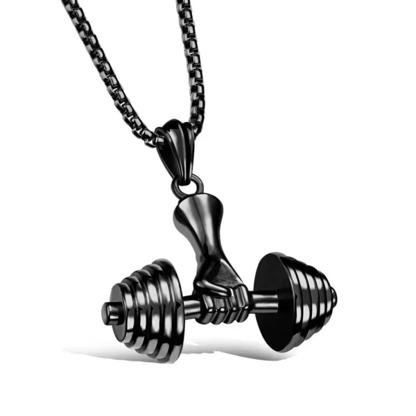 Fashion Barbell Dumbbell Pendant Necklace - Image 28