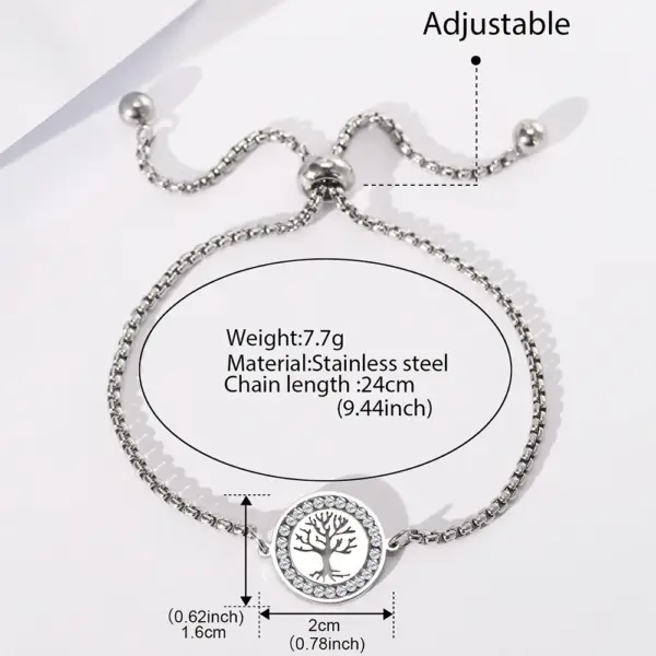 Stainless Steel Tree of Life Bracelet for Women - Image 6