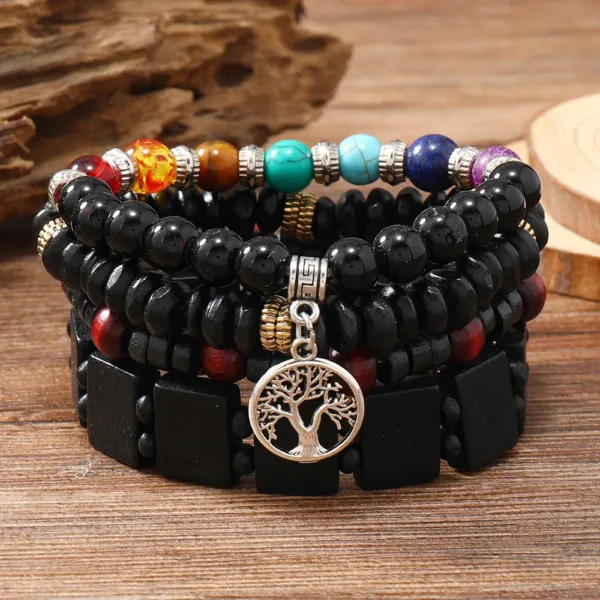 Adjustable Leather Beaded Wrap Bracelets Set - Image 21