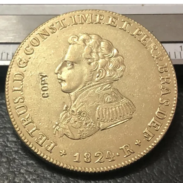 1824-R Gold Plated Brazil Coin Replica - Image 3