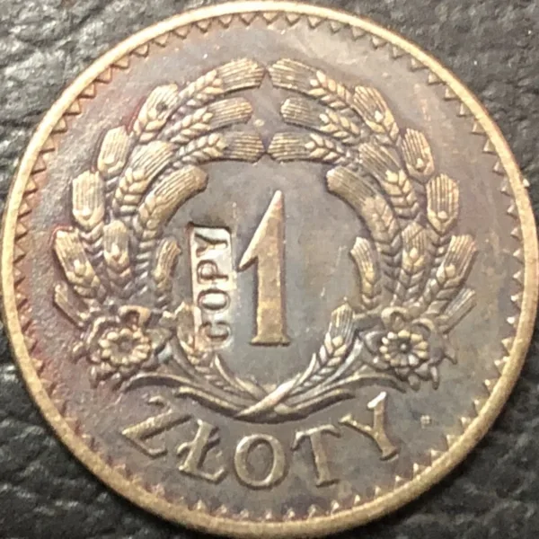 1928 Poland 1 Zloty Antique Coin Replica - Image 3