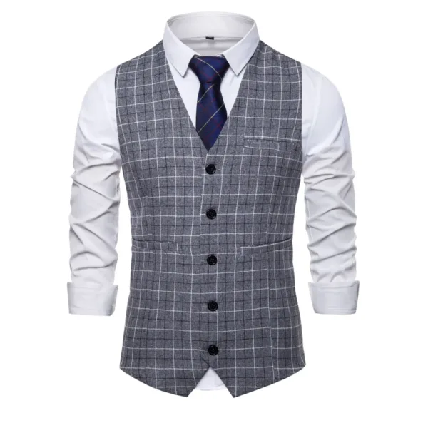 Men's Plaid Formal Waistcoat for Events - Image 3