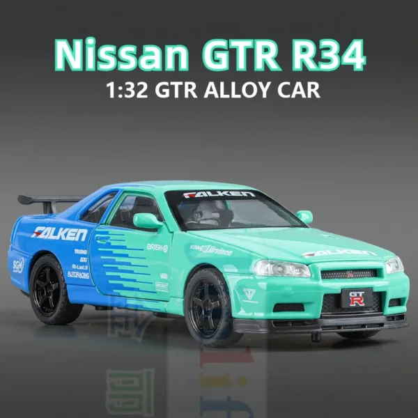 1:32 Nissan Skyline GTR R34 Diecast Model Car - Image 2