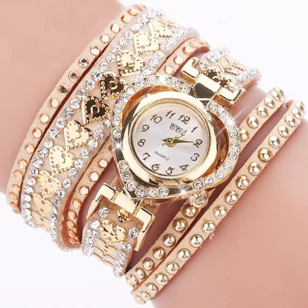 Rhinestone Heart Dial Women's Fashion Wristwatch - Image 9