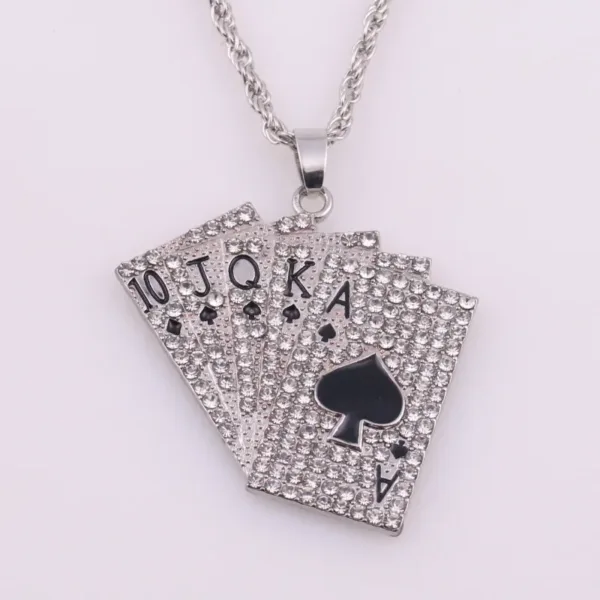 Iced Out Spades Playing Card Necklace for Men - Image 5