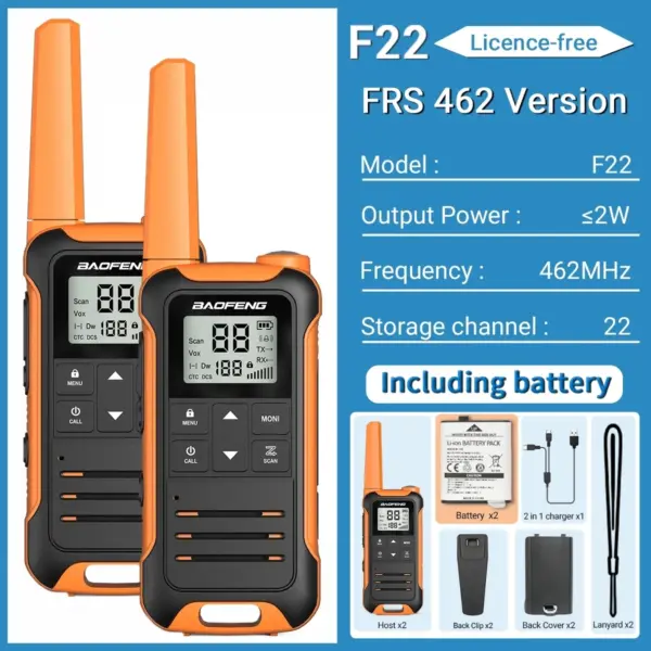 2pcs Baofeng F22 Long Range Walkie Talkies - Image 7