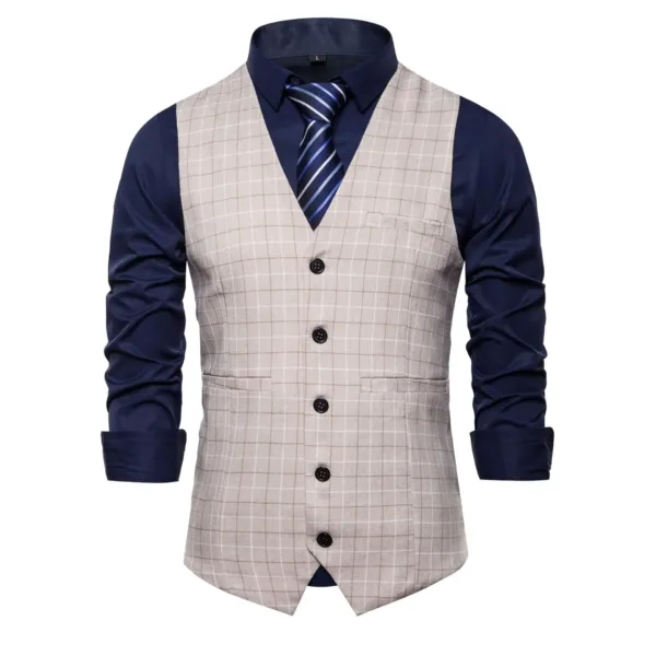 Men's Plaid Formal Waistcoat for Events - Image 4