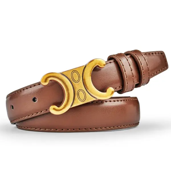 Fashion Women's Genuine Leather Belt with Gold Buckle - Image 9