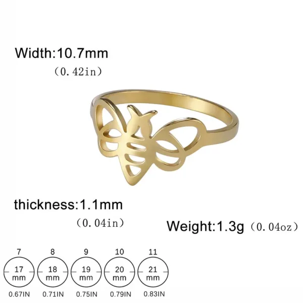 Cute Bee Stainless Steel Fashion Ring - Image 8