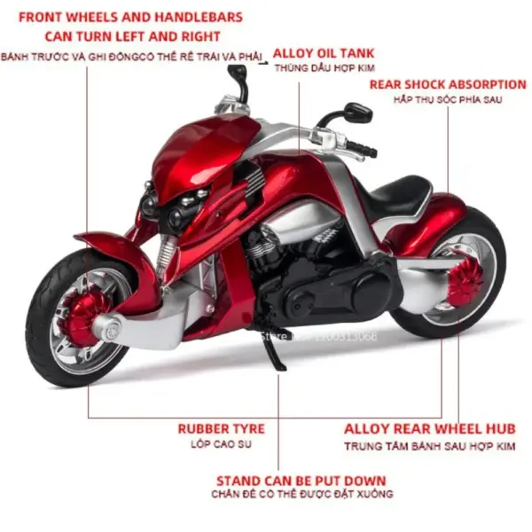 1/12 Scale V-REX Alloy Motorcycle Model Toy - Image 2