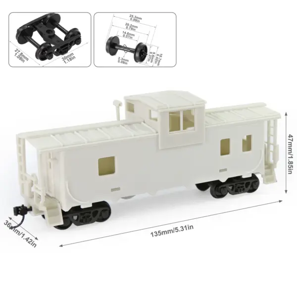 HO Scale 1:87 Unassembled Caboose Model Wagon - Image 6