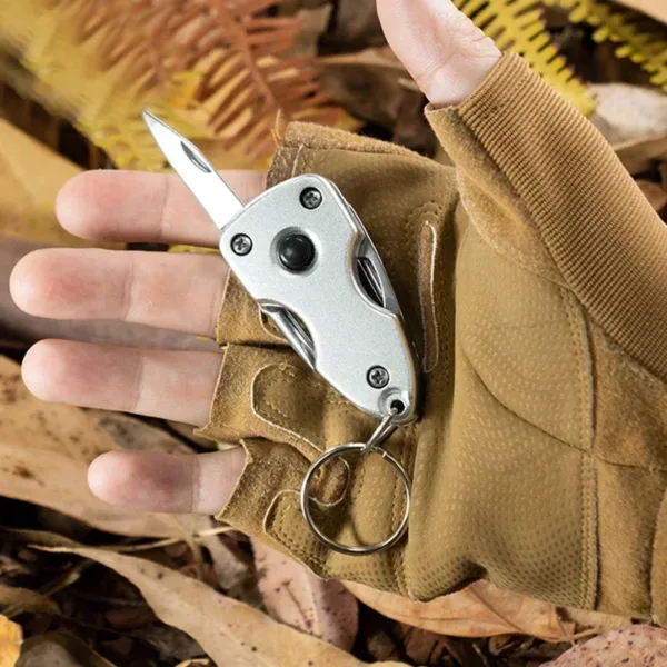 6-in-1 Folding Mini Keychain Knife with LED - Image 6