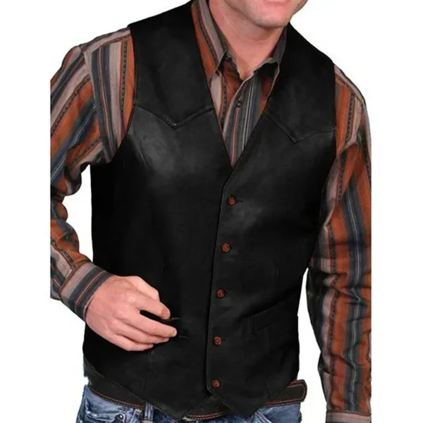 Men's Plus Size Vintage Leather Vest S-5XL - Image 4