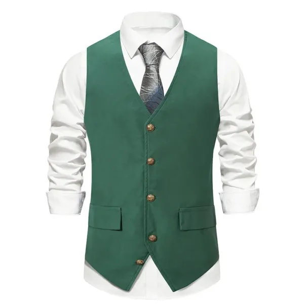 Men's Slim V-neck Wedding Waistcoat Jacket - Image 3