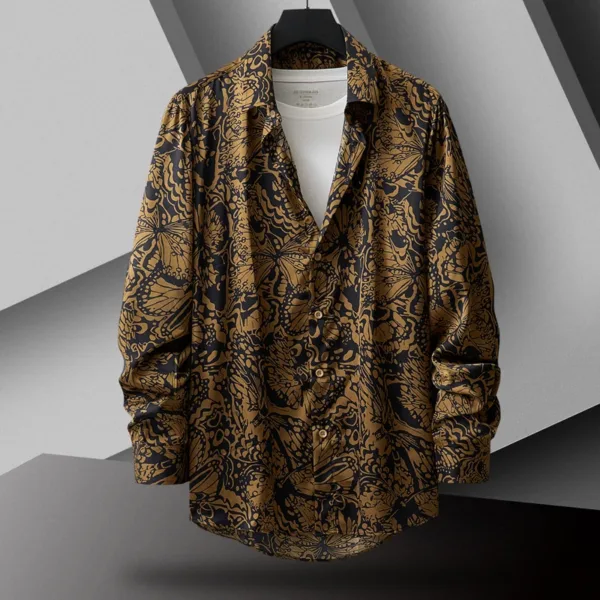 Leopard Print Long Sleeve Shirt for Men - Image 8