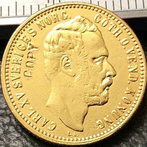 1871 Sweden Gold Coin Imitation 10 Francs - Image 2