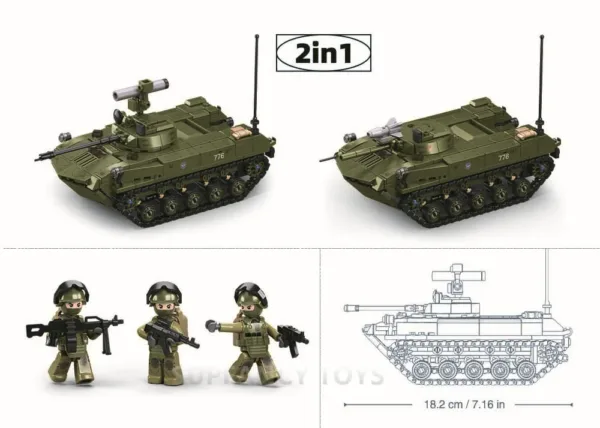 Military Model Bricks Tank Building Blocks Set - Image 3