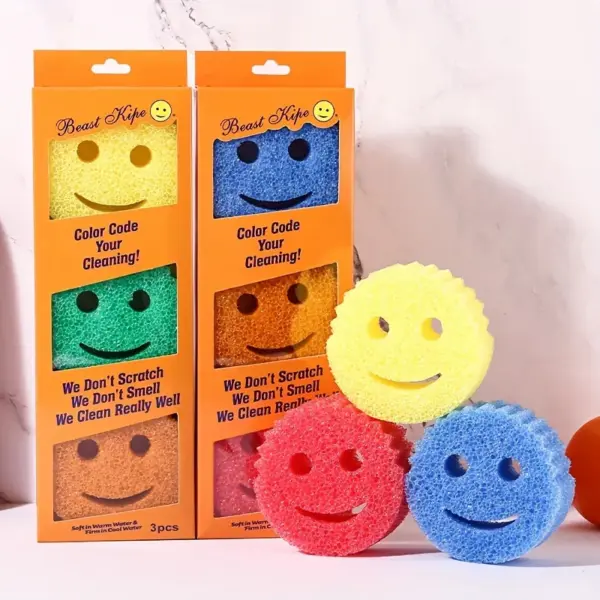 3-Pack Colorful Scratch-Free Cleaning Sponges - Image 2