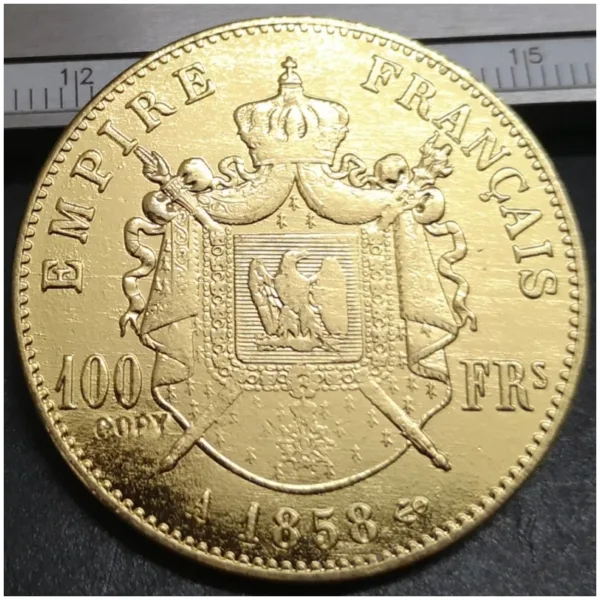 1858 France 100 Francs Napoleon III Coin - Image 3