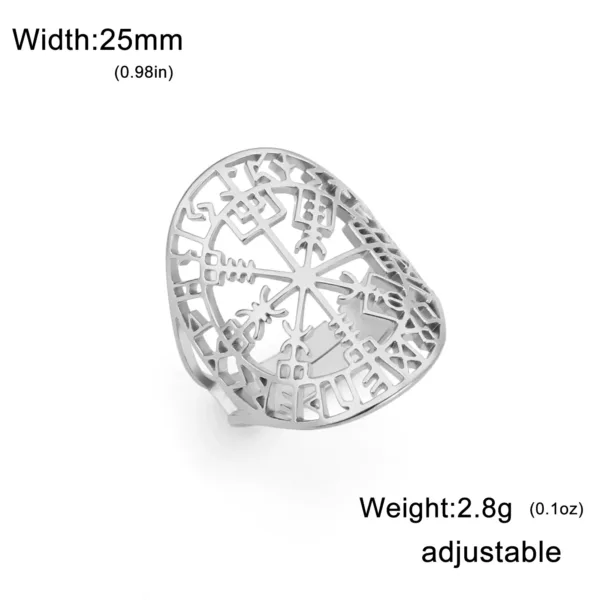 Nordic Rune Compass Stainless Steel Ring - Image 6