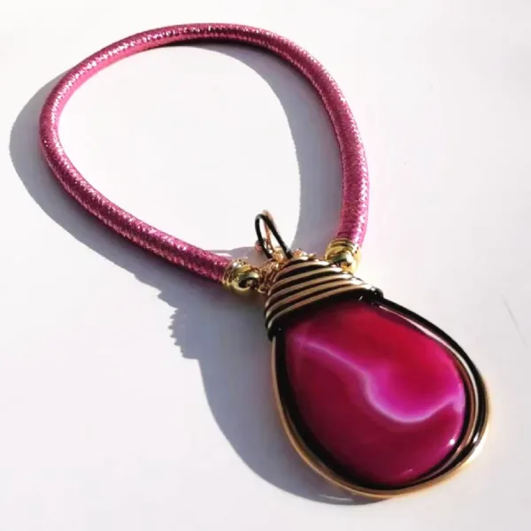 Colorful Handmade Natural Stone Pendant Necklace - Image 9