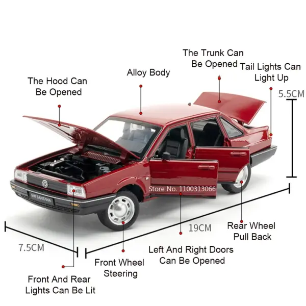 1:24 Santana Alloy Diecast Car Model Toy - Image 2