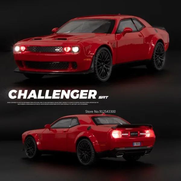 1:32 Scale Challenger Hellcat Diecast Toy Car - Image 6