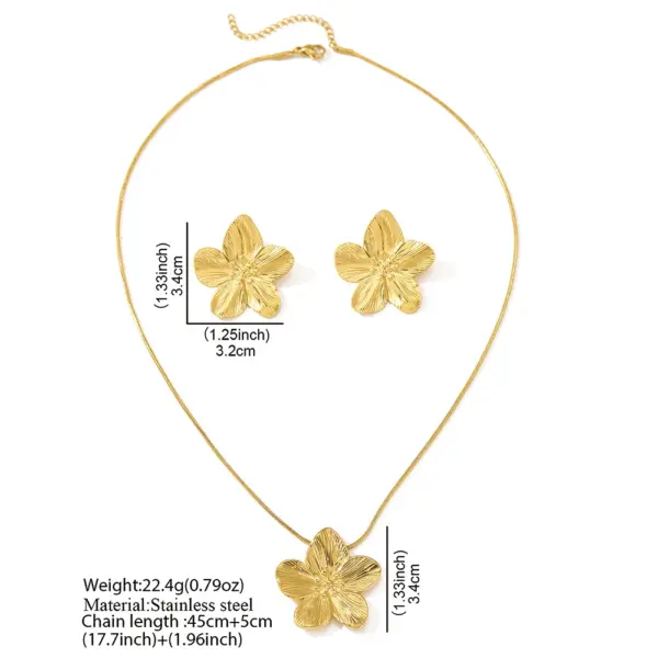 Stainless Steel Vintage Flower Jewelry Set - Image 4