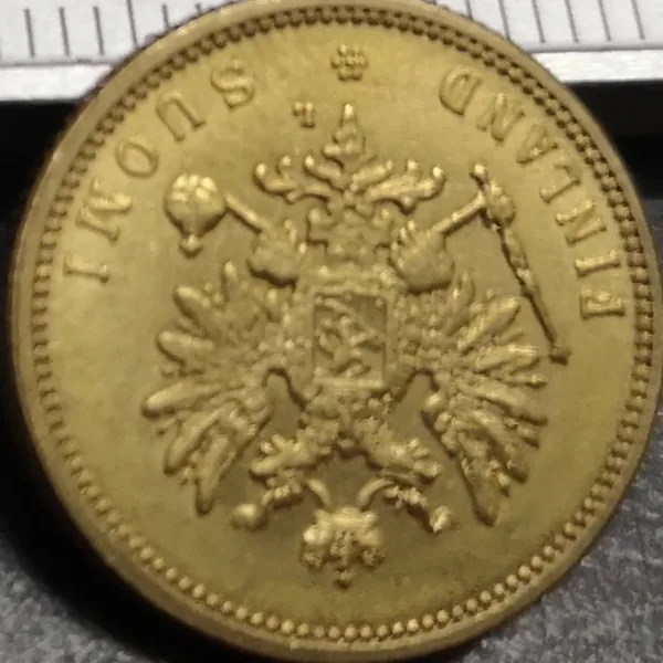 1905 Finland 10 Markkaa Gold Imitation Coin - Image 2