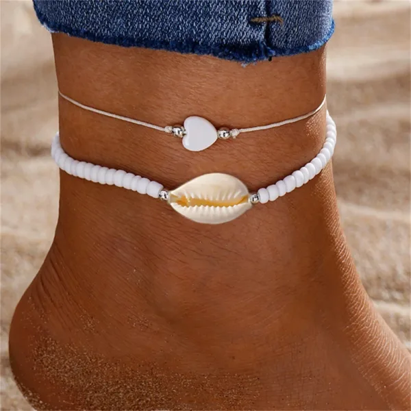 Summer Beach Stone Chain Anklet Set - Image 7