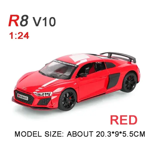 Audi R8 V10 Diecast Model Car Red 1:24 - Image 7