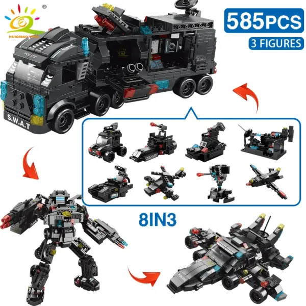 SWAT Police Command Truck Building Blocks Set - Image 8